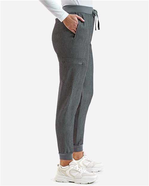 Women's Energized Stretch Jogger Scrub Pants - OnModelSide - B296D5092 - Dynamo Grey