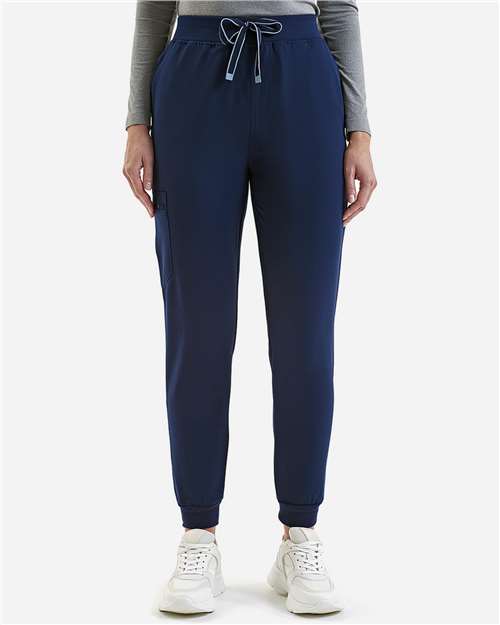 Women's Energized Stretch Jogger Scrub Pants - OnModelFront - B296D5652 - Navy