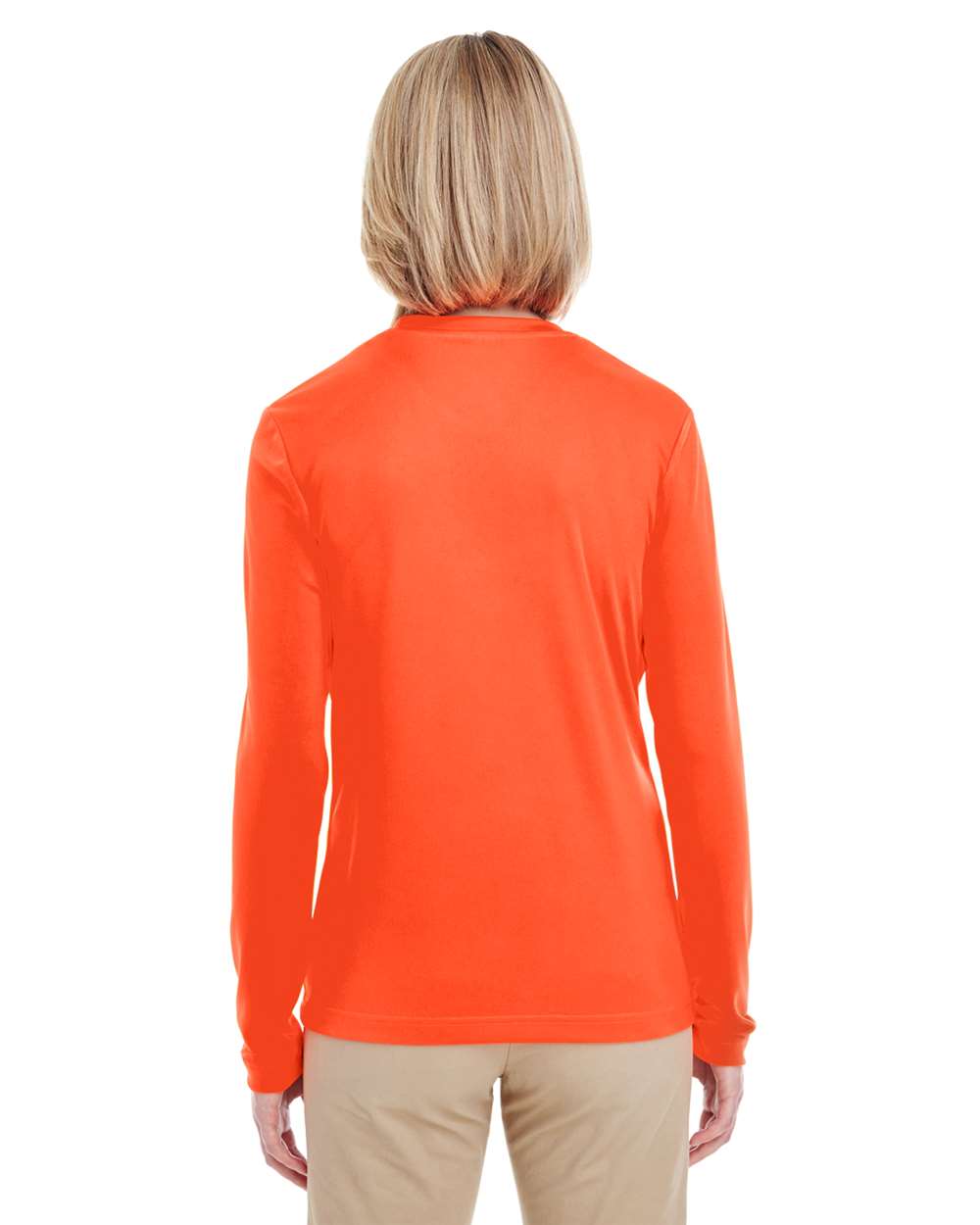 Women's Cool & Dry Performance Long-Sleeve Top - OnModelBack - B936E1664 - Bright Orange