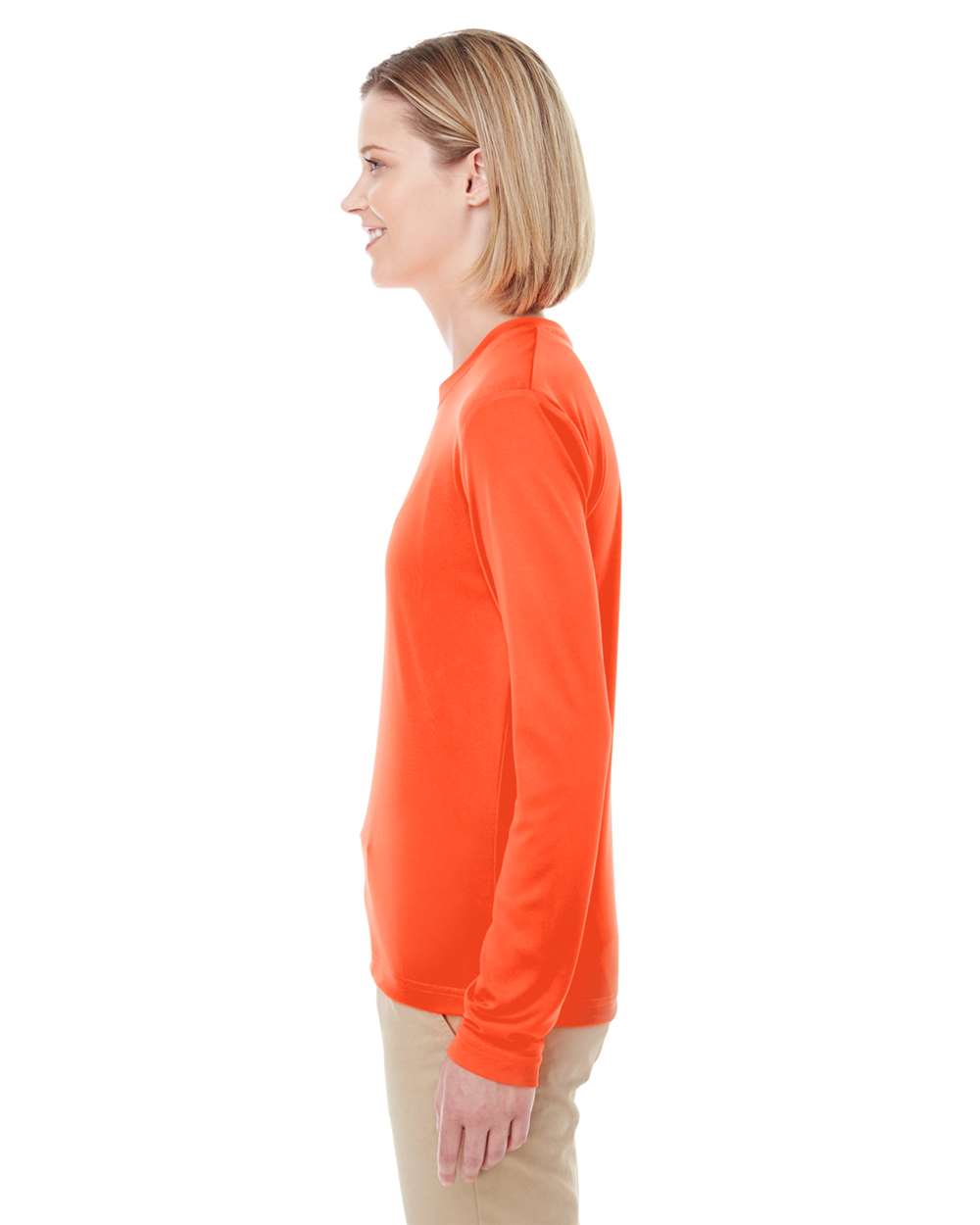 Women's Cool & Dry Performance Long-Sleeve Top - OnModelSide - B936E1664 - Bright Orange