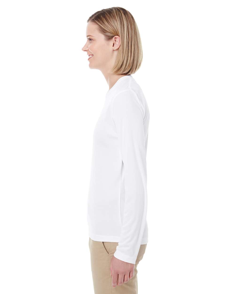 Women's Cool & Dry Performance Long-Sleeve Top - OnModelSide - B936E1003 - White