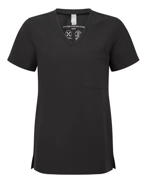 Women's Limitless V-Neck Stretch Scrub Top - Front - B291D5502 - Black