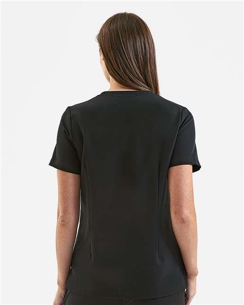 Women's Limitless V-Neck Stretch Scrub Top - OnModelBack - B291D5502 - Black