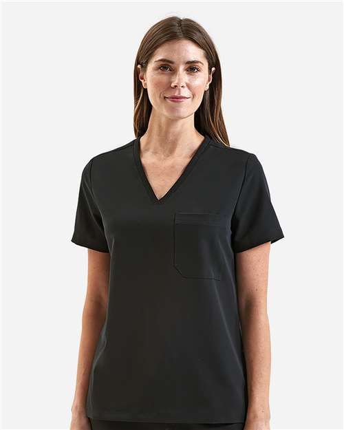 Women's Limitless V-Neck Stretch Scrub Top - OnModelFront - B291D5502 - Black