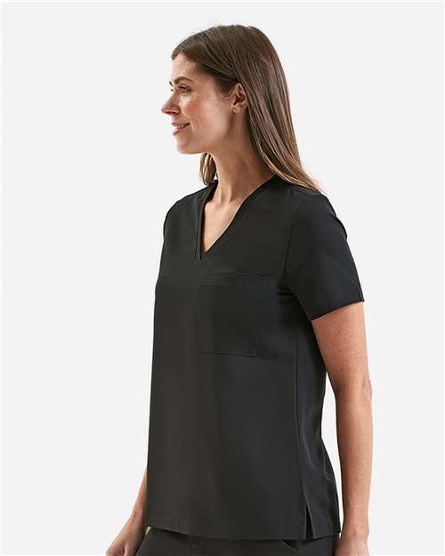 Women's Limitless V-Neck Stretch Scrub Top - OnModelSide - B291D5502 - Black