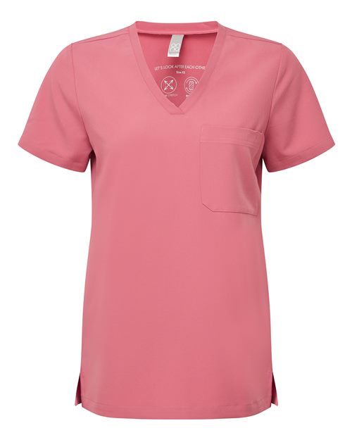 Women's Limitless V-Neck Stretch Scrub Top - Front - B291D5302 - Calm Pink