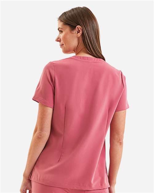 Women's Limitless V-Neck Stretch Scrub Top - OnModelBack - B291D5302 - Calm Pink