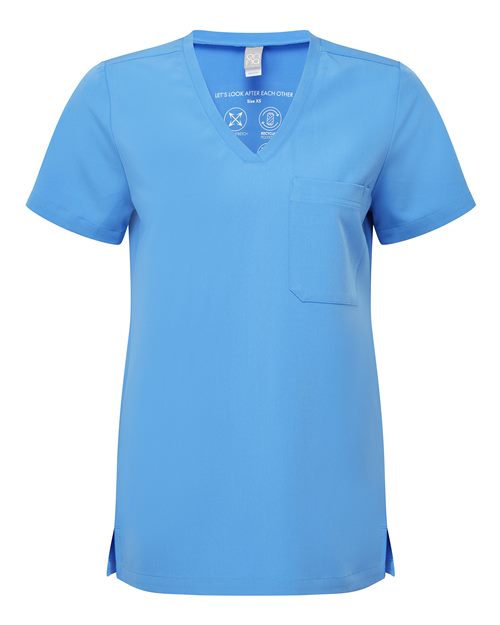 Women's Limitless V-Neck Stretch Scrub Top - Front - B291D5752 - Ceil Blue