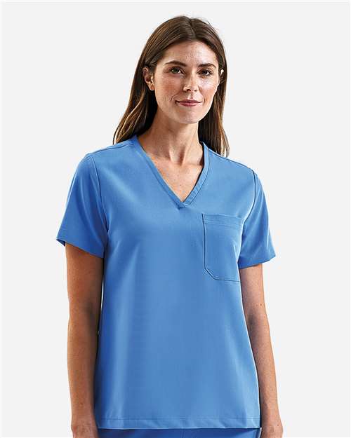 Women's Limitless V-Neck Stretch Scrub Top - OnModelFront - B291D5752 - Ceil Blue