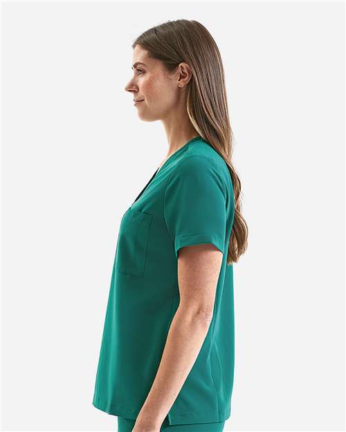 Women's Limitless V-Neck Stretch Scrub Top - OnModelSide - B291D5542 - Clean Green