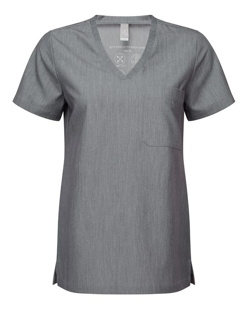 Women's Limitless V-Neck Stretch Scrub Top - Front - B291D5092 - Dynamo Grey
