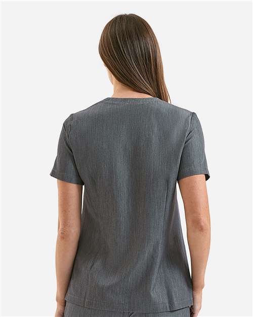 Women's Limitless V-Neck Stretch Scrub Top - OnModelBack - B291D5092 - Dynamo Grey