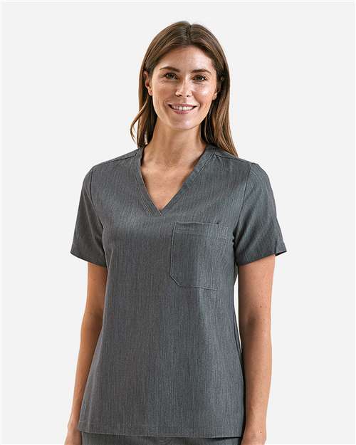 Women's Limitless V-Neck Stretch Scrub Top - OnModelFront - B291D5092 - Dynamo Grey
