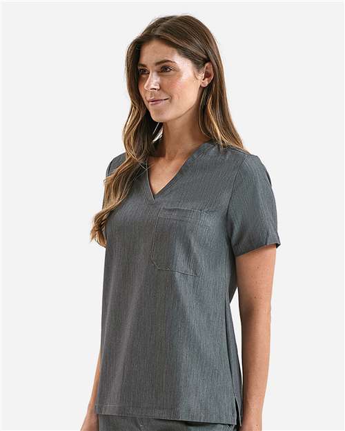 Women's Limitless V-Neck Stretch Scrub Top - OnModelSide - B291D5092 - Dynamo Grey
