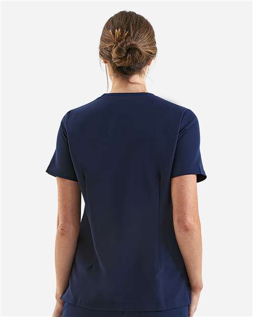 Women's Limitless V-Neck Stretch Scrub Top - OnModelBack - B291D5652 - Navy