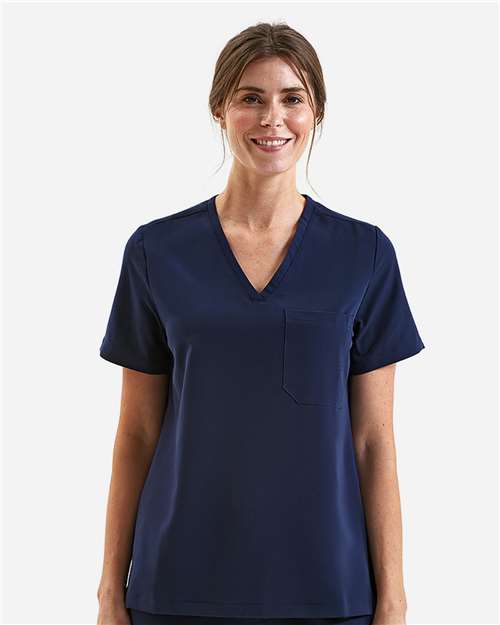 Women's Limitless V-Neck Stretch Scrub Top - OnModelFront - B291D5652 - Navy