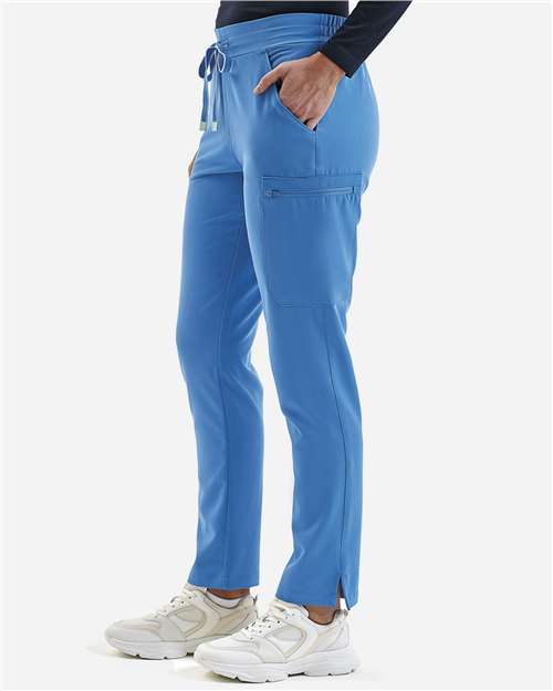 Women's Relentless Stretch Cargo Scrub Pants - OnModelSide - B295D5752 - Ceil Blue