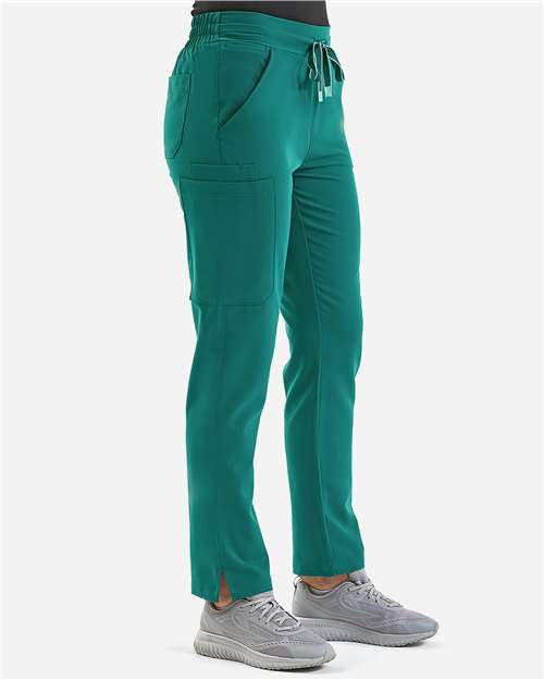 Women's Relentless Stretch Cargo Scrub Pants - OnModelSide - B295D5542 - Clean Green