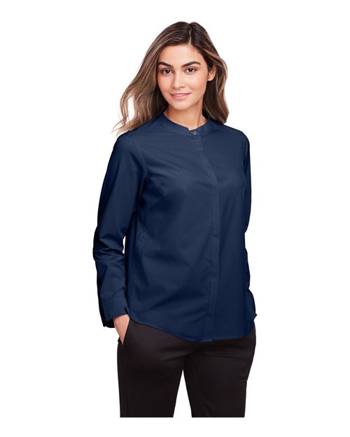 Women's Borough Stretch Performance Shirt - OnModelSide - B181D3652 - Classic Navy