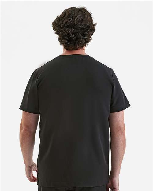 Men's Limitless V-Neck Stretch Scrub Top - OnModelBack - B289D5503 - Black