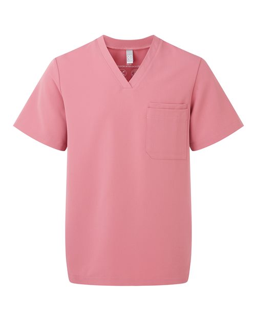 Men's Limitless V-Neck Stretch Scrub Top - Front - B289D5303 - Calm Pink