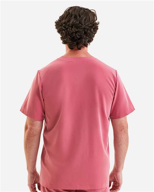Men's Limitless V-Neck Stretch Scrub Top - OnModelBack - B289D5303 - Calm Pink