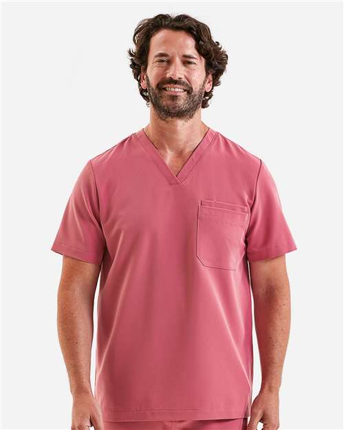 Men's Limitless V-Neck Stretch Scrub Top - OnModelFront - B289D5303 - Calm Pink