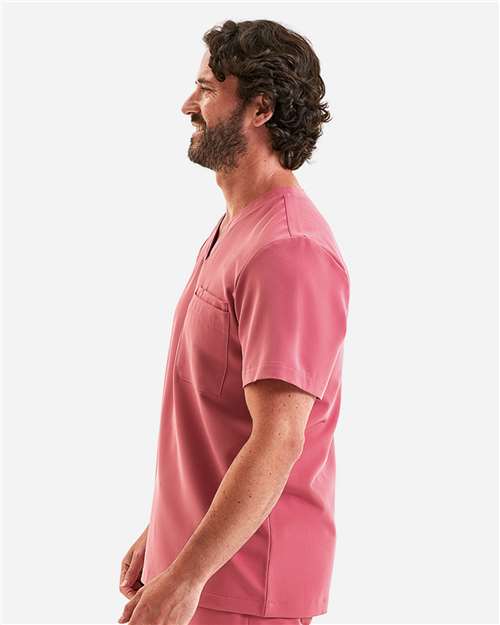 Men's Limitless V-Neck Stretch Scrub Top - OnModelSide - B289D5303 - Calm Pink
