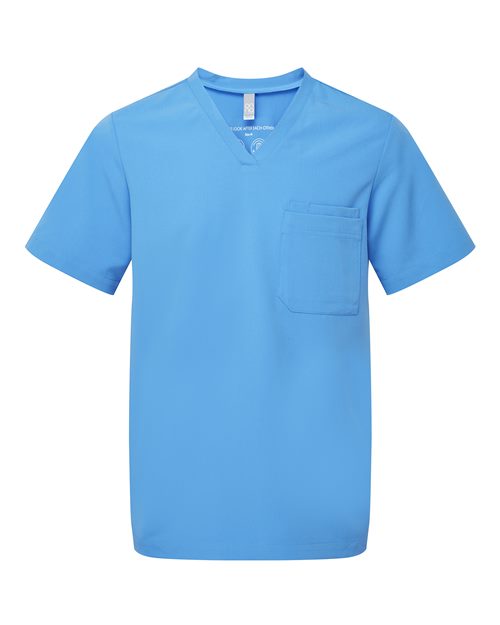 Men's Limitless V-Neck Stretch Scrub Top - Front - B289D5753 - Ceil Blue