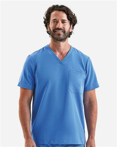Men's Limitless V-Neck Stretch Scrub Top - OnModelFront - B289D5753 - Ceil Blue