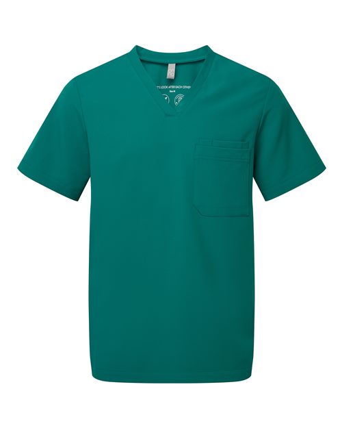 Men's Limitless V-Neck Stretch Scrub Top - Front - B289D5543 - Clean Green