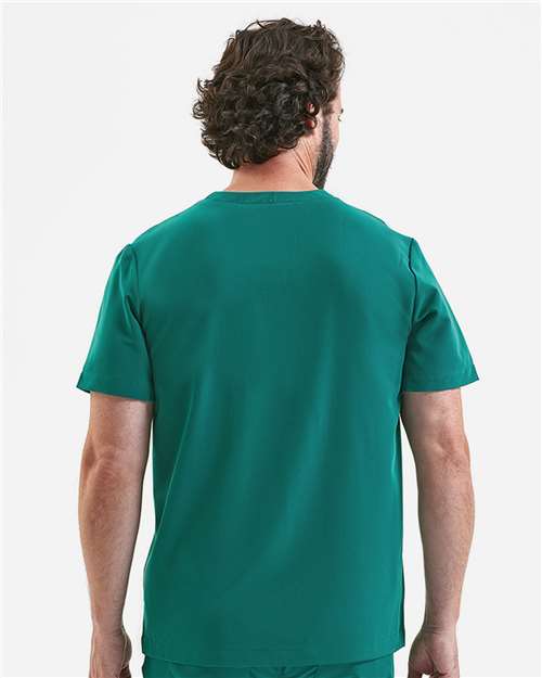Men's Limitless V-Neck Stretch Scrub Top - OnModelBack - B289D5543 - Clean Green