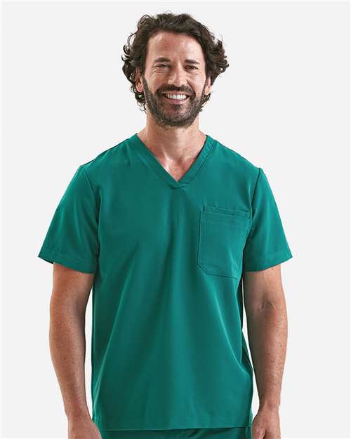 Men's Limitless V-Neck Stretch Scrub Top - OnModelFront - B289D5543 - Clean Green