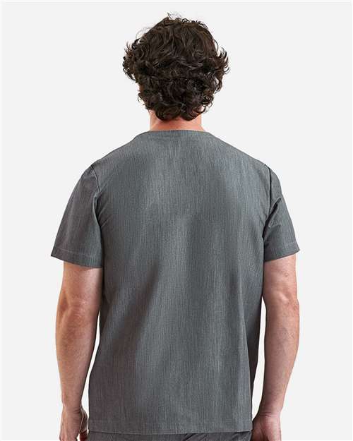 Men's Limitless V-Neck Stretch Scrub Top - OnModelBack - B289D5093 - Dynamo Grey