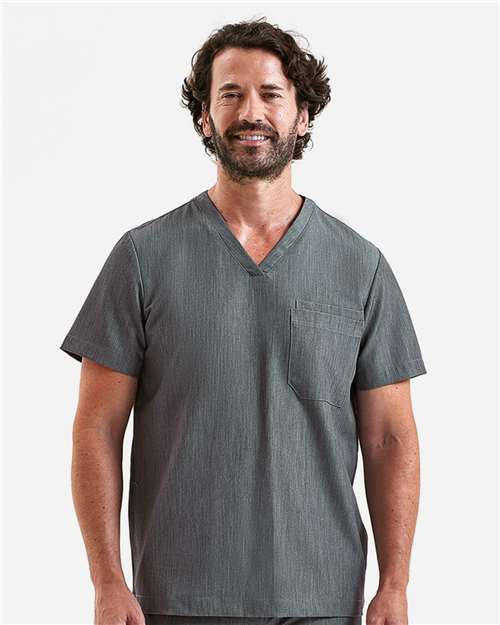 Men's Limitless V-Neck Stretch Scrub Top - OnModelFront - B289D5093 - Dynamo Grey