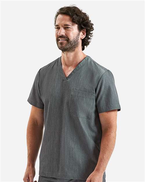 Men's Limitless V-Neck Stretch Scrub Top - OnModelSide - B289D5093 - Dynamo Grey
