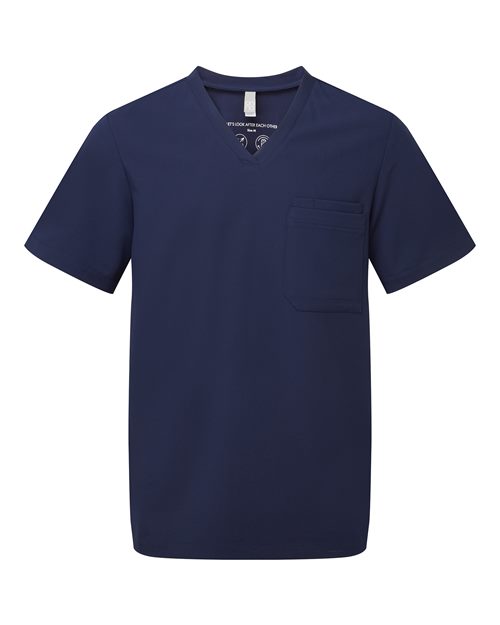 Men's Limitless V-Neck Stretch Scrub Top - Front - B289D5653 - Navy