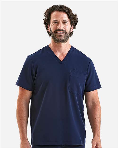 Men's Limitless V-Neck Stretch Scrub Top - OnModelFront - B289D5653 - Navy
