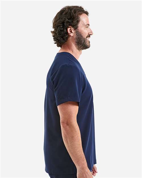 Men's Limitless V-Neck Stretch Scrub Top - OnModelSide - B289D5653 - Navy