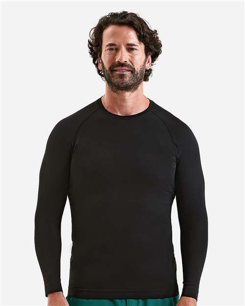 Men's Unstoppable Fresh Long Sleeve Underscrub Base Layer T-Shirt - OnModelFront - B290D5503 - Black