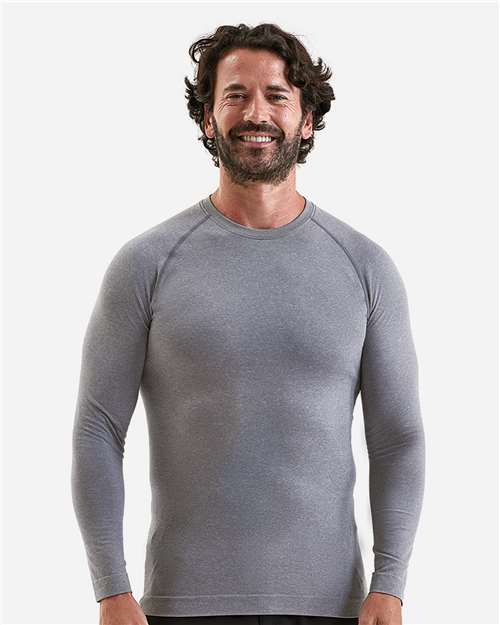 Men's Unstoppable Fresh Long Sleeve Underscrub Base Layer T-Shirt - OnModelFront - B290D5093 - Heather Grey