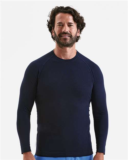 Men's Unstoppable Fresh Long Sleeve Underscrub Base Layer T-Shirt - OnModelFront - B290D5653 - Navy Heather