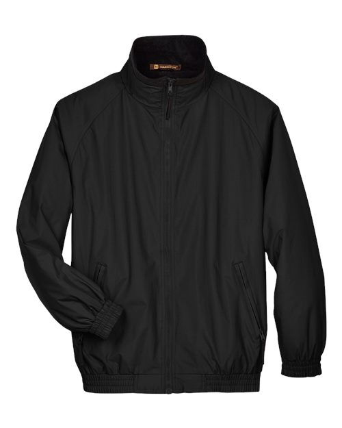 Unisex Fleece Lined Nylon Jacket - Front - B287B9508 - Black/ Black