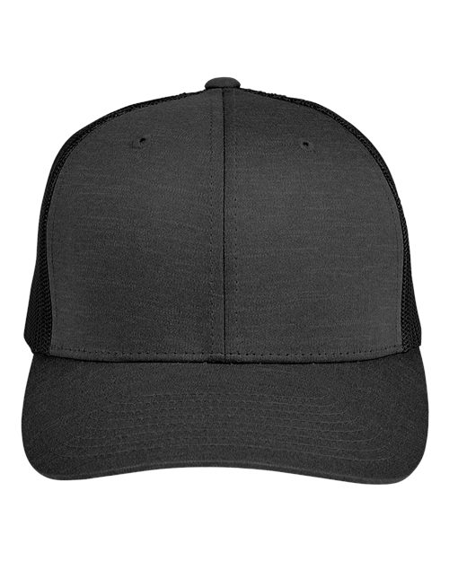 Youth Zone Sonic Heather Trucker Cap by Yupoong - Front - B742D9500 - Black Heather/ Black
