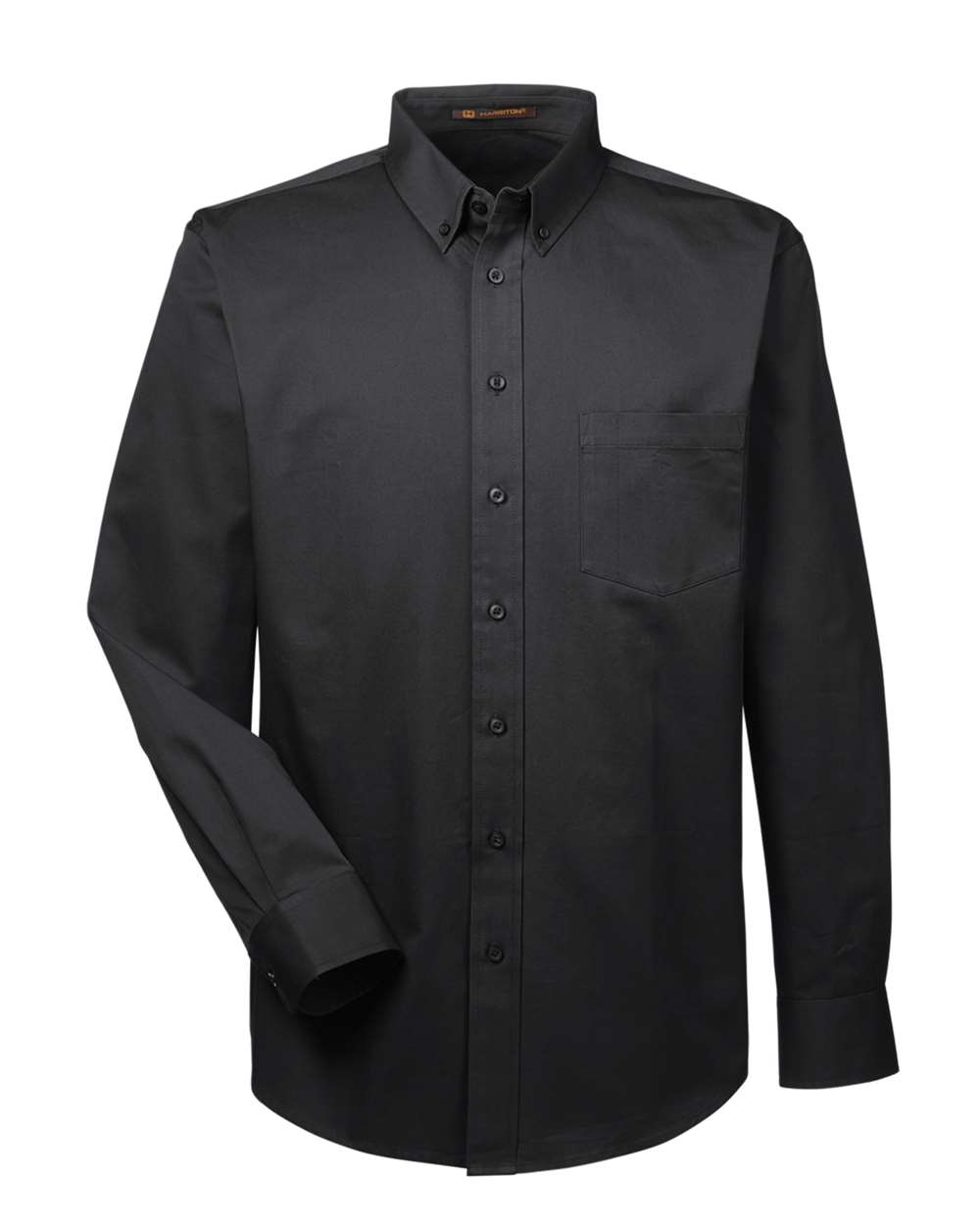 Men's Foundation Cotton Twill Dress Shirt with Teflon - Front - B828B9503 - Black
