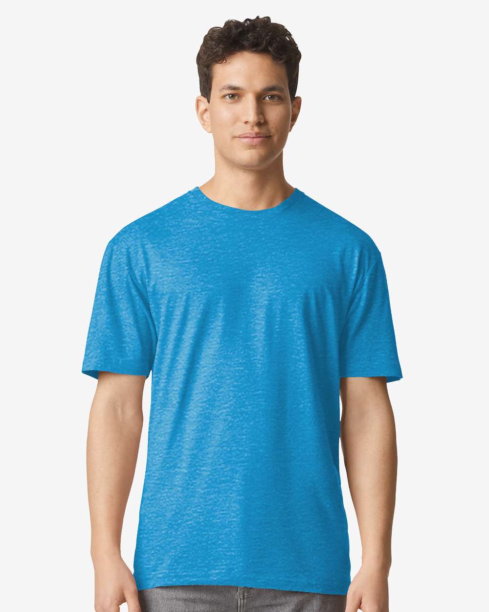 Light Cotton T-Shirt - OnModelFront - B02860722 - Heather Sapphire