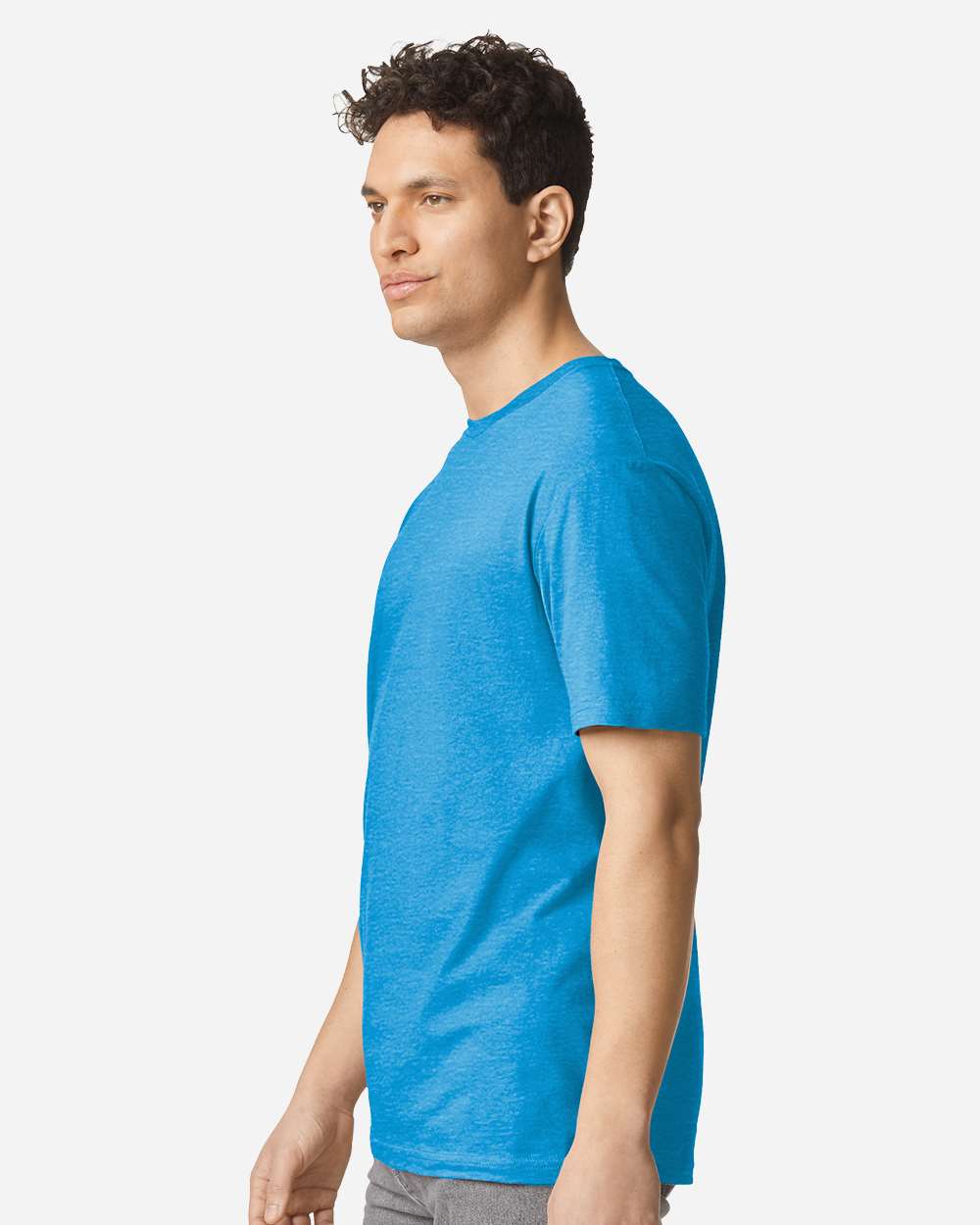 Light Cotton T-Shirt - OnModelSide - B02860722 - Heather Sapphire