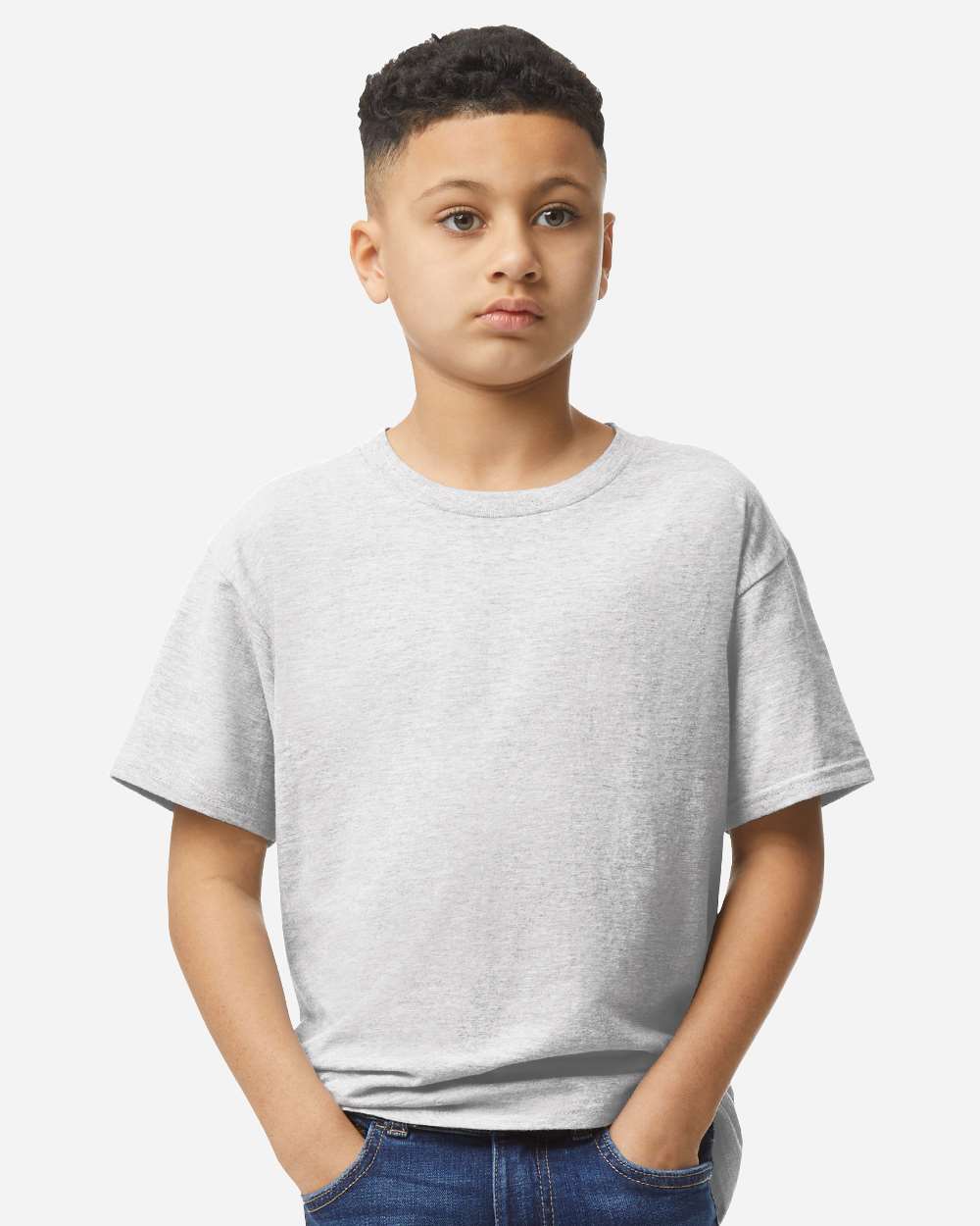 Youth Light Cotton T-Shirt - OnModelFront - B04660022 - Ash