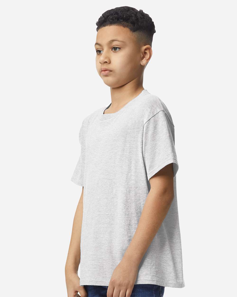 Youth Light Cotton T-Shirt - OnModelSide - B04660022 - Ash