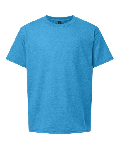 Youth Light Cotton T-Shirt - Front - B04660722 - Heather Sapphire